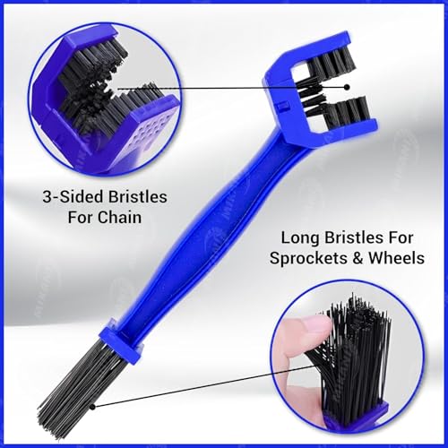 MIKANIX Motorcycle Chain Cleaning Brush 3-Sided Bike Chain Cleaner | Durable Bristles with Shoe Rubber Grip Cover for Motorbike, Cycle & Dirt Bikes Universal for All Bikes - Image 2