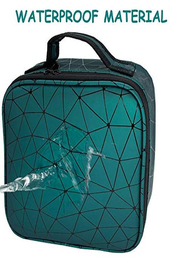 HOUSE OF QUIRK - Makeup Cosmetic Storage Case With Adjustable Compartment (Green Diamond) - Image 1
