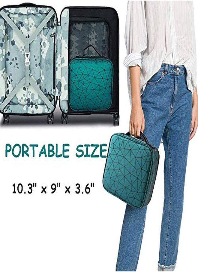 HOUSE OF QUIRK - Makeup Cosmetic Storage Case With Adjustable Compartment (Green Diamond) - Image 1