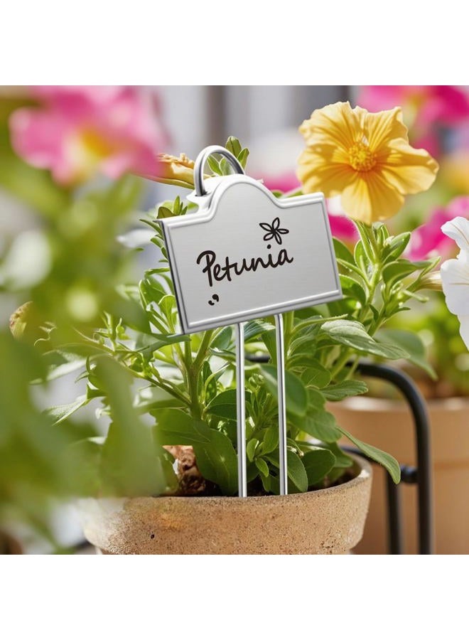 Bravex Metal Plant Labels for Garden | Plant Markers Tags for Vegetables Herb Seedlings Flowers with a Pen | 25 Pack | Label Area 3.74'' x 1.39'' Height 10.75 Inch - Image 5