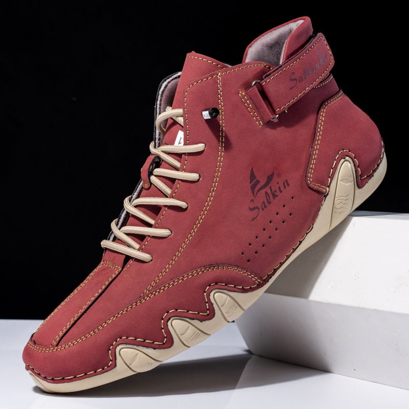 Plus Size Men'S And Women'S Shoes Outdoor Couple'S High-Top Boots Fashion Retro Couple'S Men'S And Women'S Casual Leather Shoes - Image 4