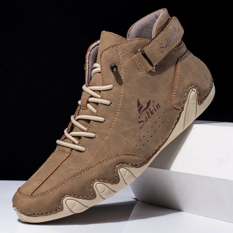 Plus Size Men'S And Women'S Shoes Outdoor Couple'S High-Top Boots Fashion Retro Couple'S Men'S And Women'S Casual Leather Shoes - Image 3
