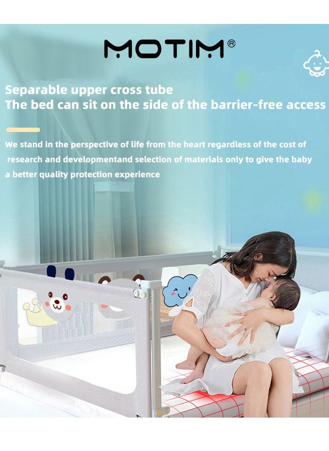 Motim 1Piece Bed Rail Guard Barrier for Baby Extra Long Bed Guardrail Adjustable Height and Foldable Safeguard Bed Rails Single Side Bed 200x98cm  - Image 2