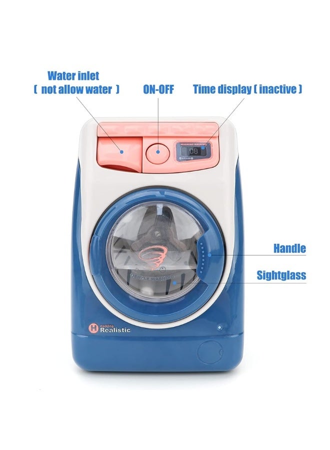 deAO Washing Machine Toy for Kids Dollhouse Furniture Pretend Play Household Appliance Realistic Sounds with Lights Laundry Play Set with Rotatable Roller for Children Birthday Presentâ€¦ - Image 5