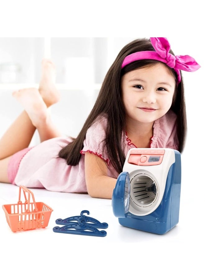 deAO Washing Machine Toy for Kids Dollhouse Furniture Pretend Play Household Appliance Realistic Sounds with Lights Laundry Play Set with Rotatable Roller for Children Birthday Presentâ€¦ - Image 4