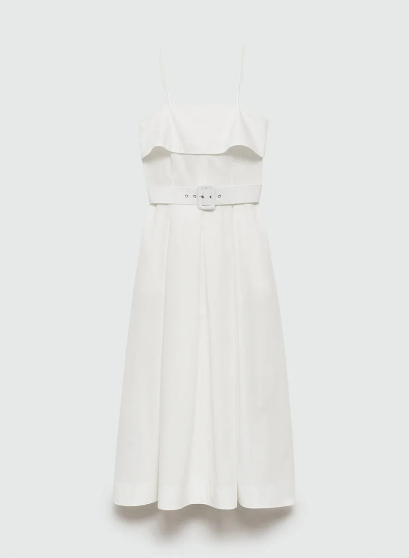 مانجو Belted Cotton Poplin Dress