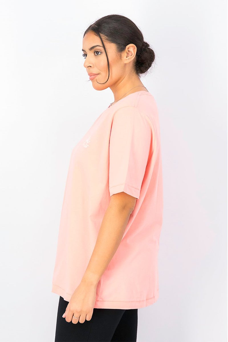 Tchibo Women Crew Neck Short Sleeve Embroidered Blouse, Coral - Image 2