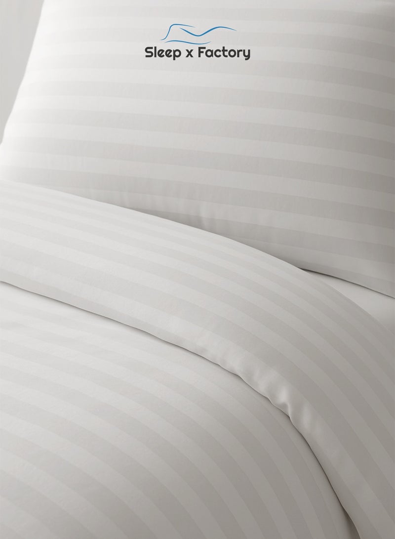Sleep x Factory Luxury Hotel Style White Comforter Set, Fits 200 x 200 cm Double Size Bed, 6 Pcs Soft Microfiber, Stripe Design, Premium Collection - Image 5