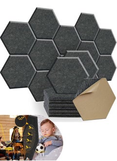 VUCATIN 12 Pcs Hexagon Acoustic Panels Self-adhesive High Density Sound Absorbing Panels 10" X 12" X 0.4" Professional Level Sound Dampening Panels for Studio Home Office  - Image 1