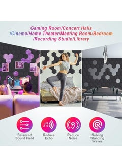 VUCATIN 12 Pcs Hexagon Acoustic Panels Self-adhesive High Density Sound Absorbing Panels 10" X 12" X 0.4" Professional Level Sound Dampening Panels for Studio Home Office  - Image 4