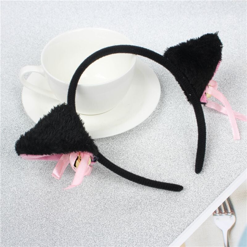 Generic Anime Cat Ear Headband Cosplay Paw Gloves Cute Tail One black headband