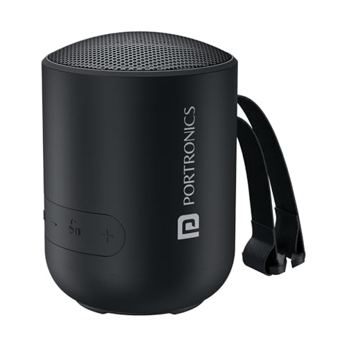 Portronics Soundpot 20W Wireless Bluetooth Portable Speaker with 360° immersive Sound, Upto 6 Hours Playtime, in Built Mic, TWS Mode, Easy Control, Strong Lanyard, Type C Fast Charging(Black) - Image 1
