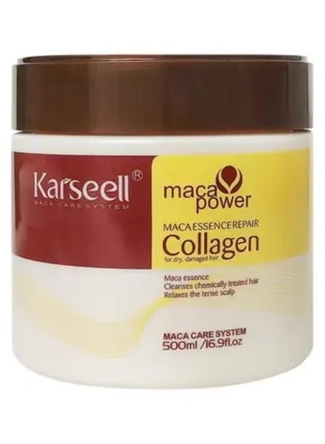 Karseell Collagen Hair Treatment Deep Repair Conditioning Argan Oil Collagen Hair Mask Essence for Dry Damaged Hair All Hair Types 16.90 oz 500ml - Image 1