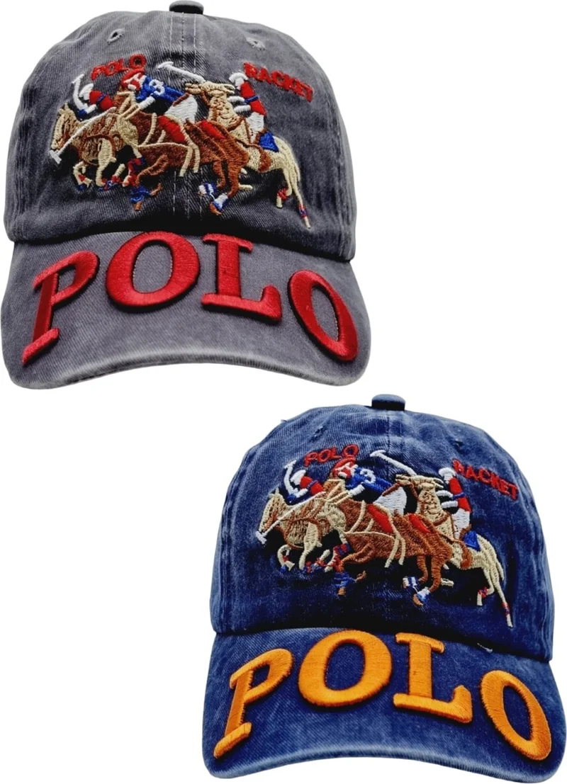 Tezzgelsin Children 8-16 Years Old Adjustable Polo Embroidered Cotton Hat Set of 2