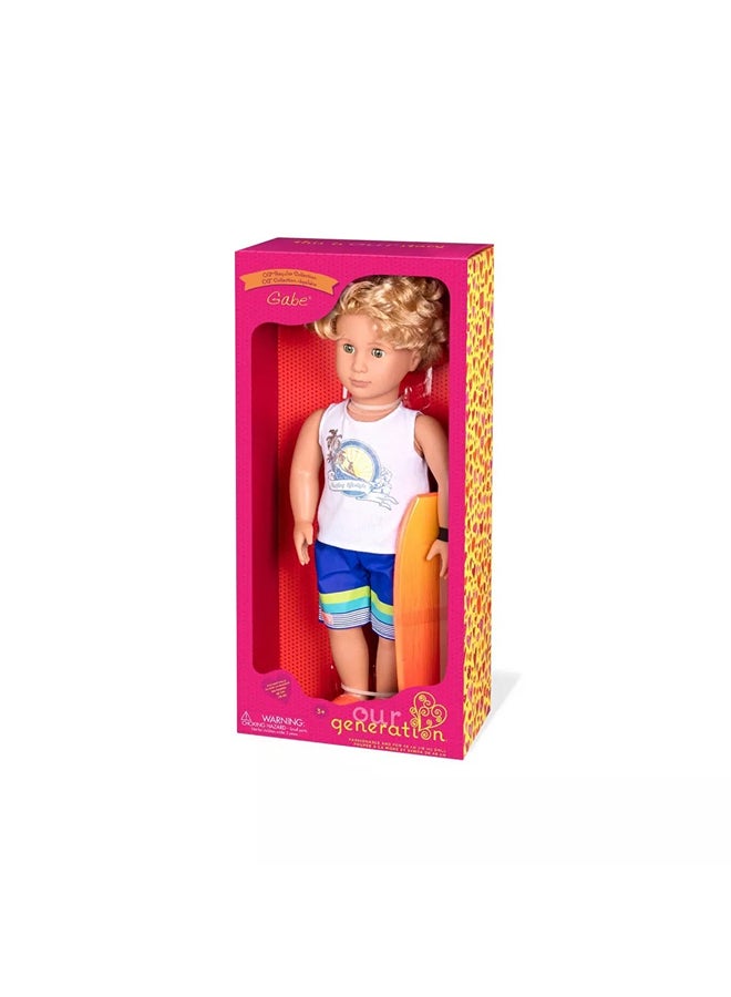 CubicFun Our Generation - Gabe With Surfboard 18" Beach Boy Doll - BD31197Z - Image 1