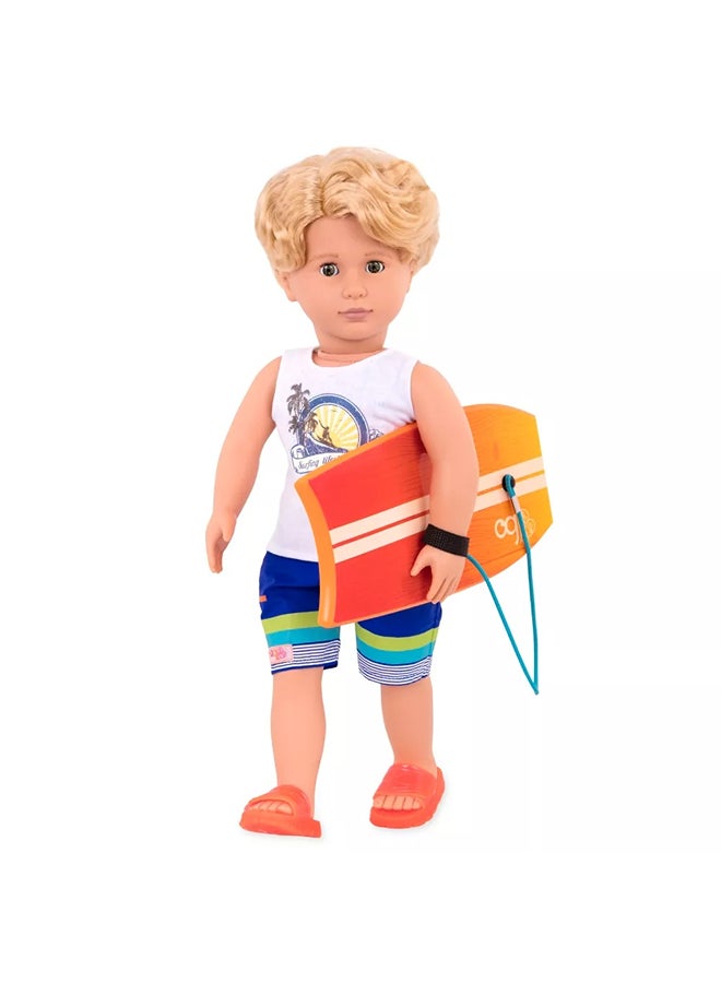 CubicFun Our Generation - Gabe With Surfboard 18" Beach Boy Doll - BD31197Z - Image 2