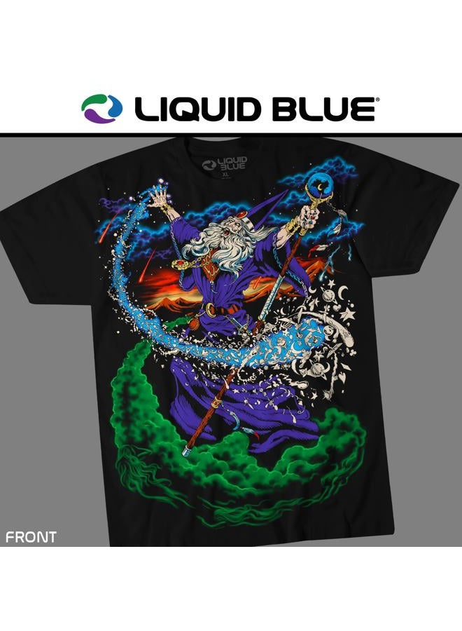 Liquid Blue unisex adult Vintage Wizard Jumbo Fantasy Print Short Sleeve T-shirt T Shirt, Black, X-Large US - Image 2
