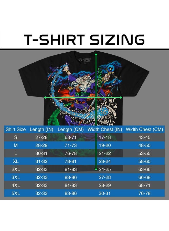 Liquid Blue unisex adult Vintage Wizard Jumbo Fantasy Print Short Sleeve T-shirt T Shirt, Black, X-Large US - Image 4