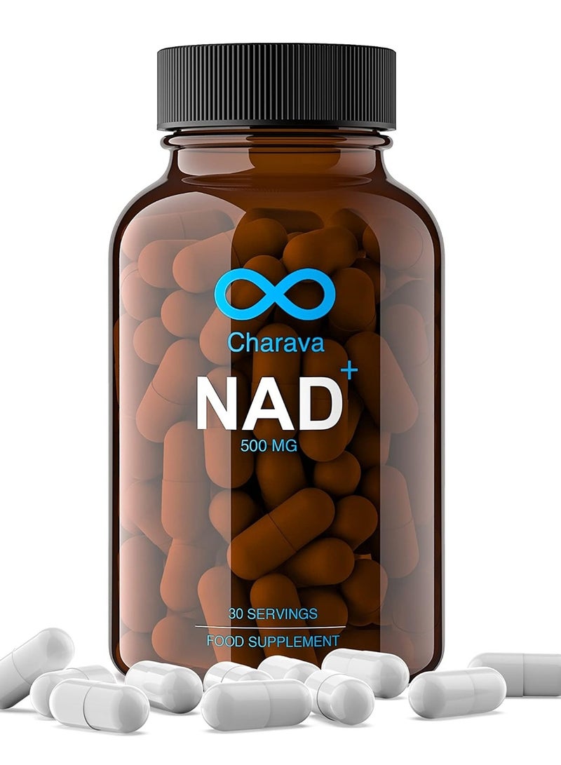 شارافا NAD+ 500 ملغ | معزز NAD+ للعمر الطويل | امتصاص معزز | 30 كبسولة | إمداد لمدة 30 يومًا | نيكوتيناميد أدينين - Image 1