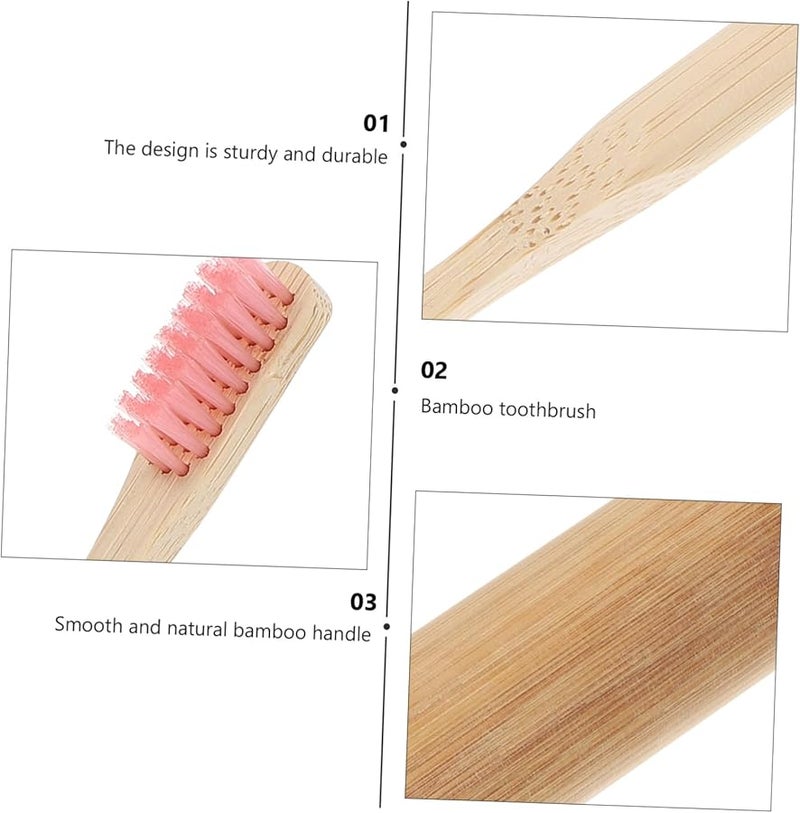 فرشاة أسنان سفر من الخيزران مع أنبوب تخزين محمول أداة العناية بالفم المدمجة - Image 4