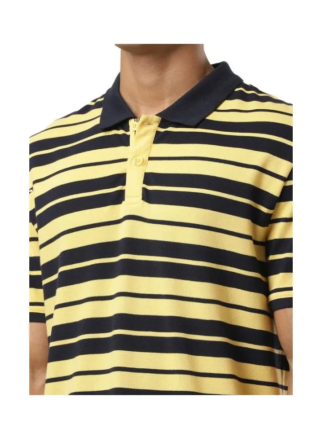 Jockey Corn Silk & Navy US93 Men Super Combed Cotton Rich Striped Polo T Shirt for Men | Best Price UAE