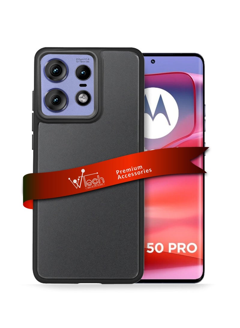دبليو تيك غطاء حماية أنيق ونحيف من السيليكون الصلب لهاتف موتورولا إيدج 50 برو 5 جي 2024 أسود - Image 1