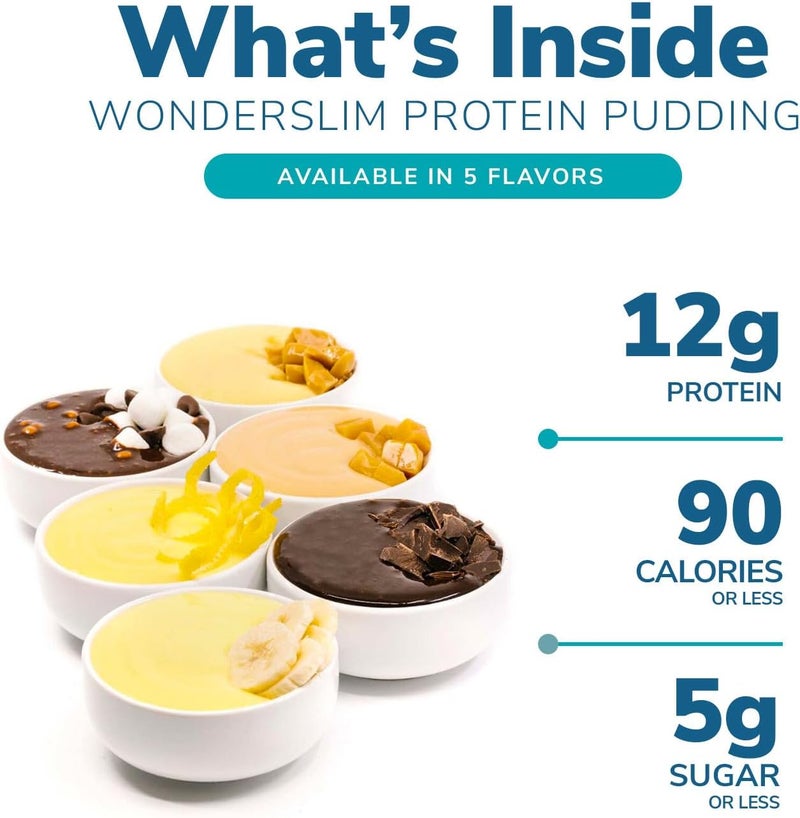 WonderSlim Protein Pudding Mix Variety Pack - 12g Protein, Gluten Free, 7 Packets - Image 3