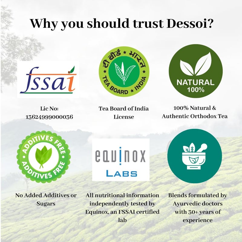 Dessoi مجموعة شاي ديسوي ألفوم | شاي عشبي، شاي للهضم لصحة الأمعاء، الانتفاخ، الحموضة، زنجبيل، إكليل الجبل، كمون وحبق - عبوة من 2 | 120 جرام - 60 حصة | كافيين منخفض، مخمر مثلج أو ساخن - Image 5