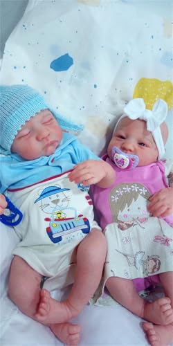 GYCV Lifelike Reborn Baby Dolls Twins Boy and Girl 20 Inch Weighted Full Body Silicone Realistic Newborn Baby Dolls Twins Real Life Baby Dolls Twin with Feeding Accessories Birthday Gifts for Kids - Image 1
