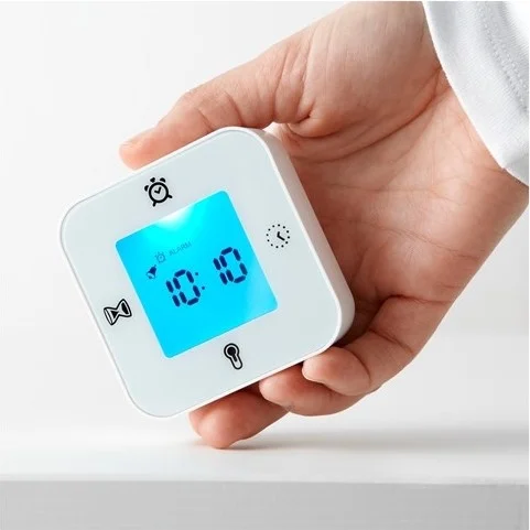 Ikea 4 Function Table Clock Meridyendukkan White Color Clock-Thermometer-Alarm-Timer