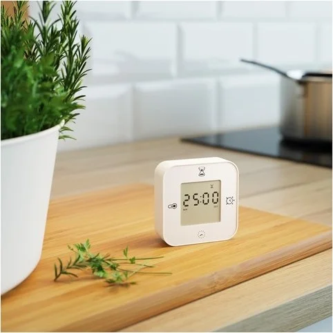 Ikea 4 Function Table Clock Meridyendukkan White Color Clock-Thermometer-Alarm-Timer