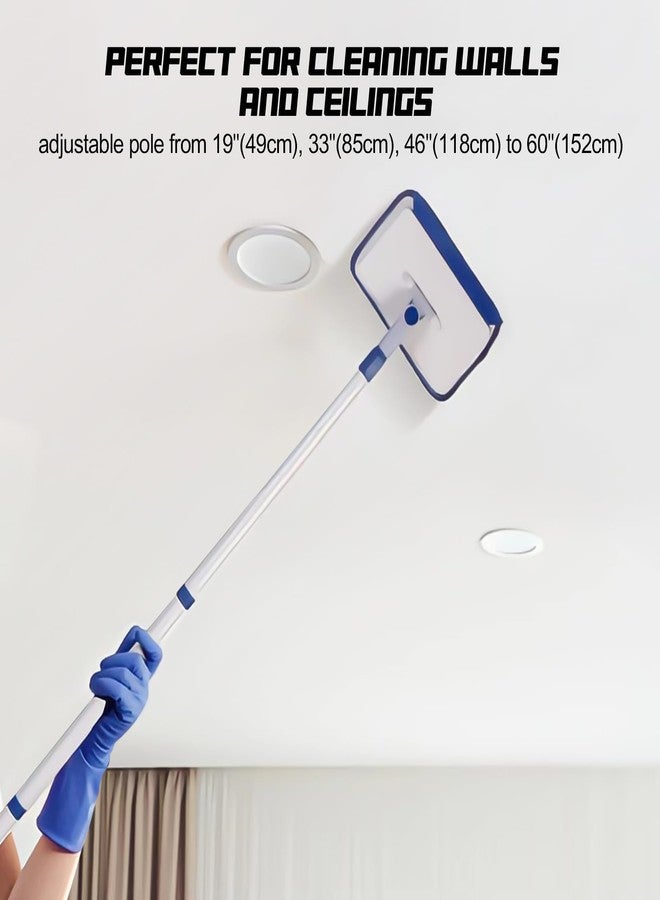 Qaestfy Baseboard Cleaner Tool with Handle, Wall Floor Mop with Extendable Long Handle Duster for Cleaning Window, Floor, Skirting Board, Ceiling, Shower, Tub Tile, Kitchen with 6 Reusable Pads - Image 2