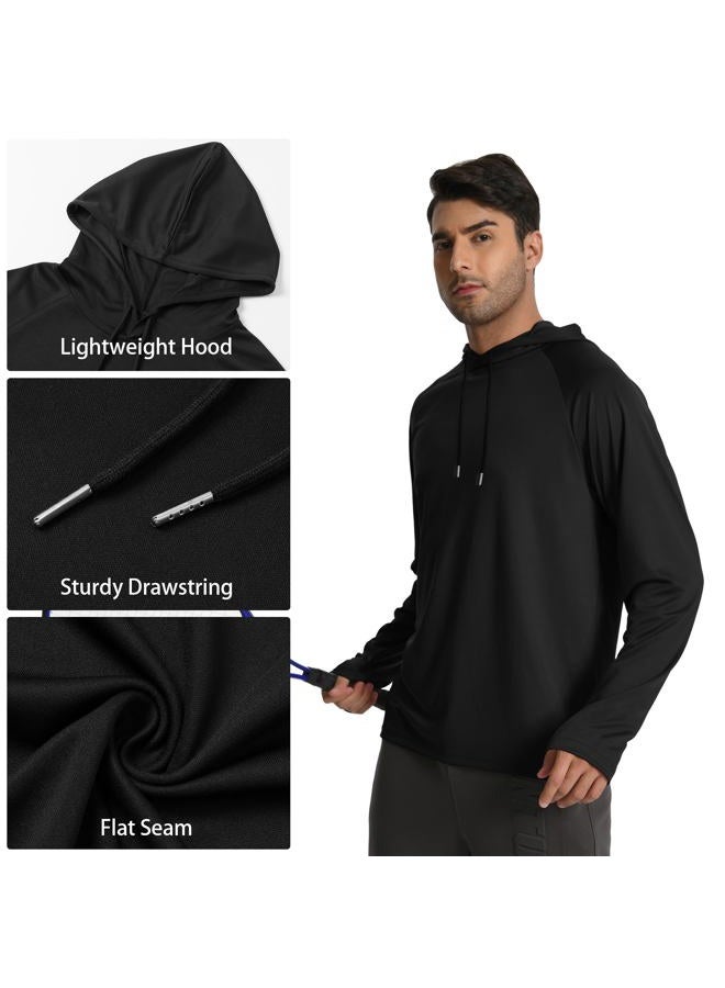 HovSiyla 5 Pack Men's Fishing Shirts Long Sleeve UPF Sun Protection Hoodie Lightweight Hiking Running Swimming Athletic Shirt, 5 Pack : Black Mid-gray White Blue Red, L - Image 5