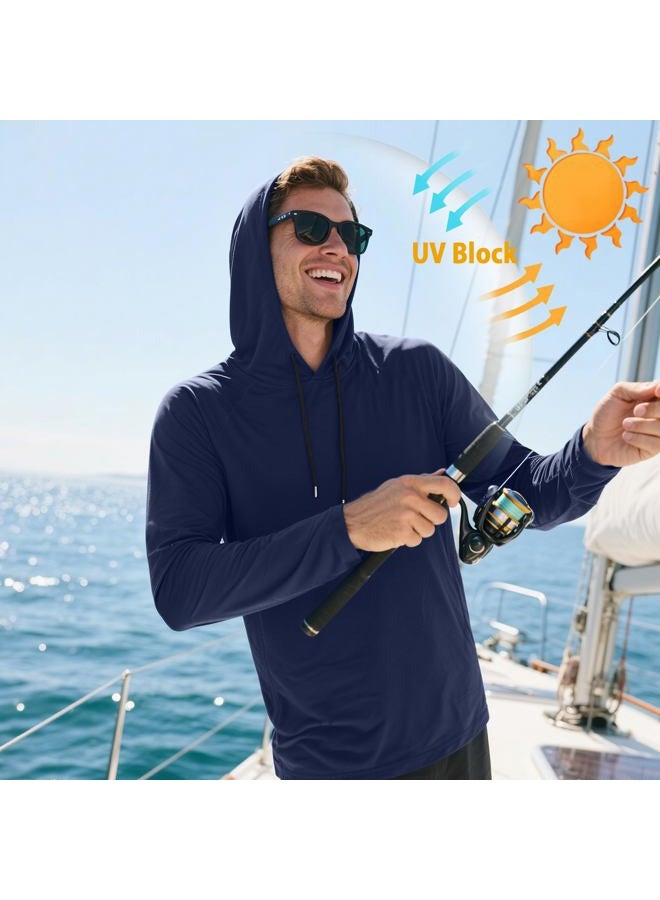 HovSiyla 5 Pack Men's Fishing Shirts Long Sleeve UPF Sun Protection Hoodie Lightweight Hiking Running Swimming Athletic Shirt, 5 Pack : Black Mid-gray White Blue Red, L - Image 3
