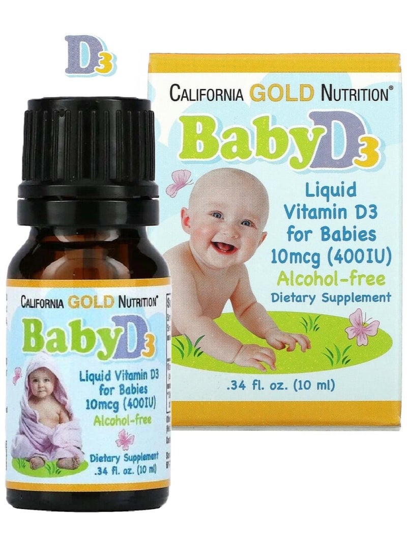 California Gold Nutrition Liquid Vitamin D3 Drops 400 Iu Dietary Supplement  - Image 1