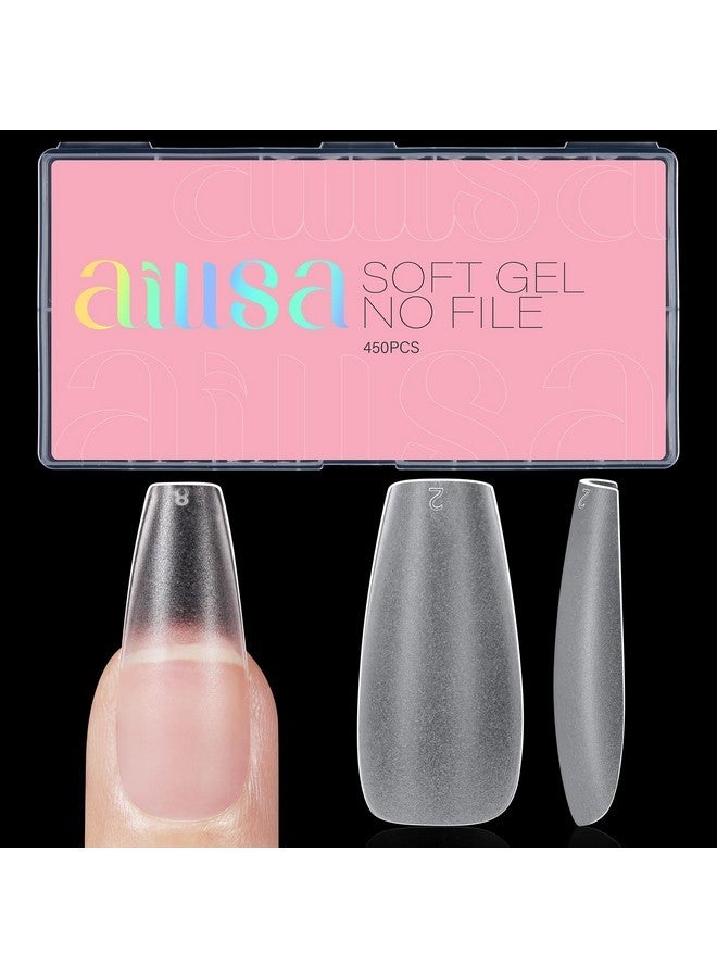 AILLSA Medium Coffin Nail Tips 450Pcs Full Cover Double-Sided Matte Gel Nail Tips Stronger Nail Tips Adhesion Pre-Shaped Press On Nail Tips For Home Diy Nails Tips Salon 15 Sizes - Image 1