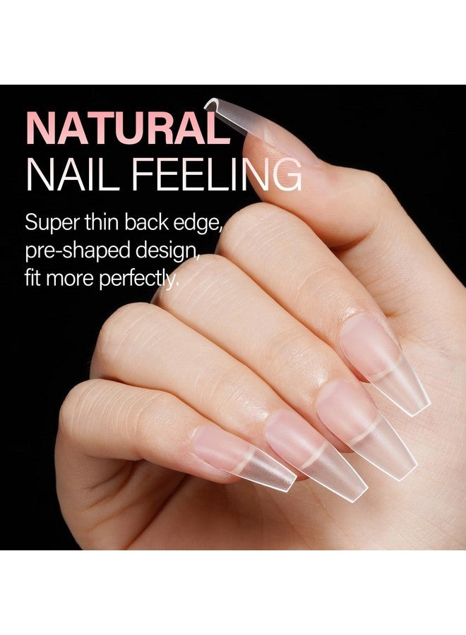 AILLSA Medium Coffin Nail Tips 450Pcs Full Cover Double-Sided Matte Gel Nail Tips Stronger Nail Tips Adhesion Pre-Shaped Press On Nail Tips For Home Diy Nails Tips Salon 15 Sizes - Image 5