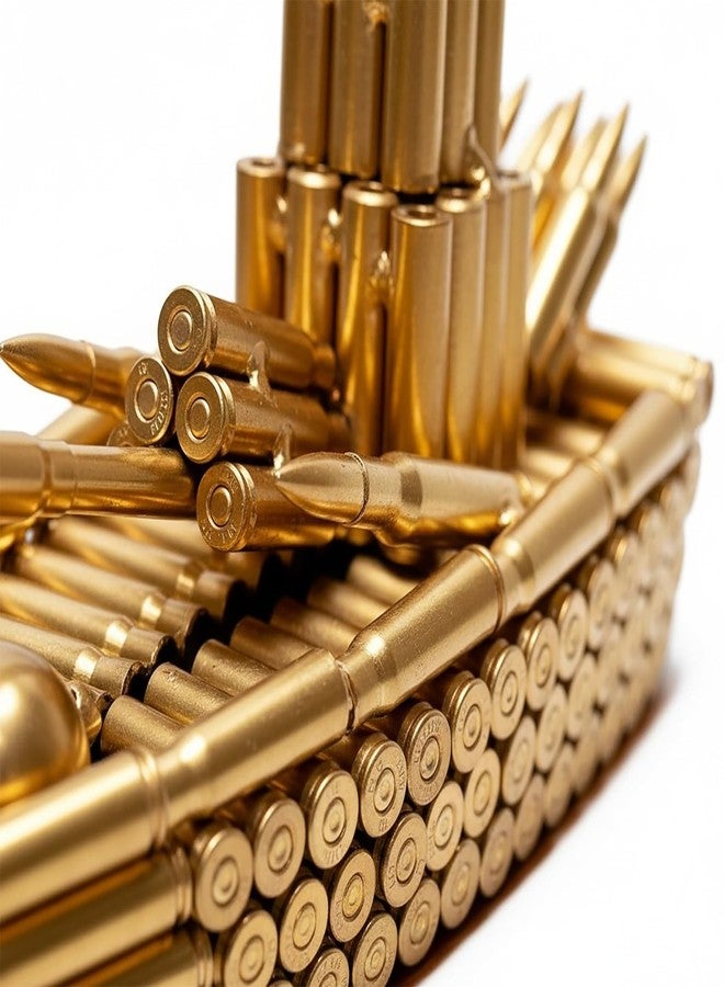 Lovisun Bullet Shell Military Vehicle Sculptures - Handmade Tank, Airplane, Warship Metal Art Decor for Home, Office, Study Room for Men, Veterans (Warship Model) - Image 3