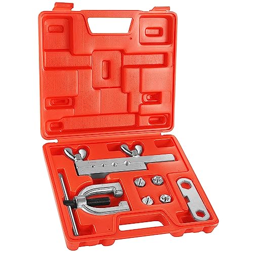 Flexzion DIN/ISO Bubble Flare Brake Line Flaring Tool Kit with 4.75 (CNF-3), 6 (CNF-4), 8, 10mm Adapters Dies Metric European Automotive Copper Steel Aluminum Fuel Hydraulic Tubing Fitting Set w/Case - Image 2