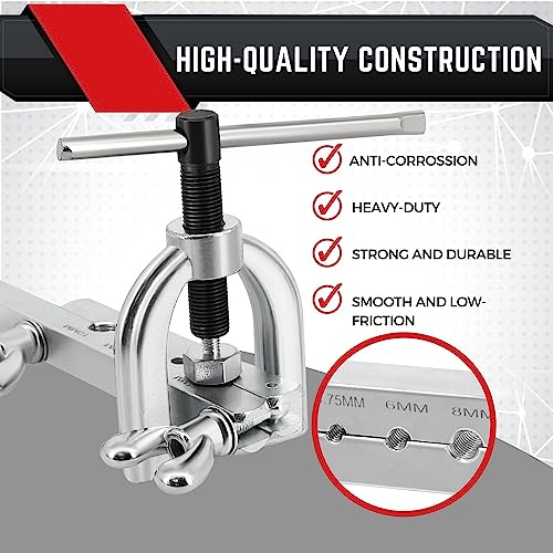 Flexzion DIN/ISO Bubble Flare Brake Line Flaring Tool Kit with 4.75 (CNF-3), 6 (CNF-4), 8, 10mm Adapters Dies Metric European Automotive Copper Steel Aluminum Fuel Hydraulic Tubing Fitting Set w/Case - Image 4