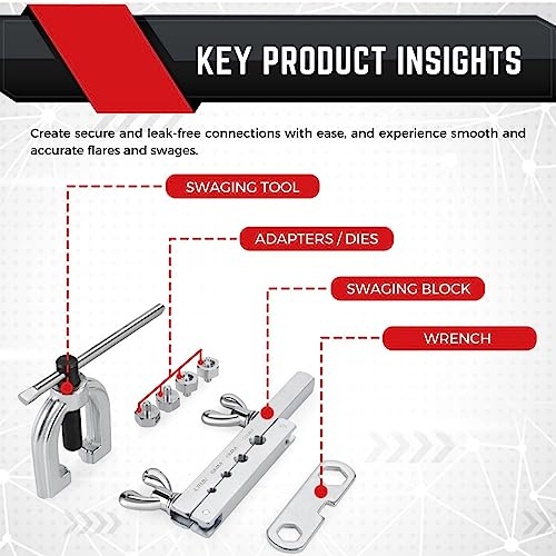 Flexzion DIN/ISO Bubble Flare Brake Line Flaring Tool Kit with 4.75 (CNF-3), 6 (CNF-4), 8, 10mm Adapters Dies Metric European Automotive Copper Steel Aluminum Fuel Hydraulic Tubing Fitting Set w/Case - Image 5