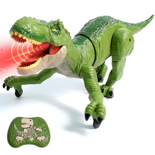 Sunrad Remote Control Dinosaur Toys for Kids 35 47 812 Year Old Electronic RC Robot Dinosaur with Spray  Light  Roar Realistic Walking TRex Toys Birthday Gifts for Boys GirlsGreen - Image 1
