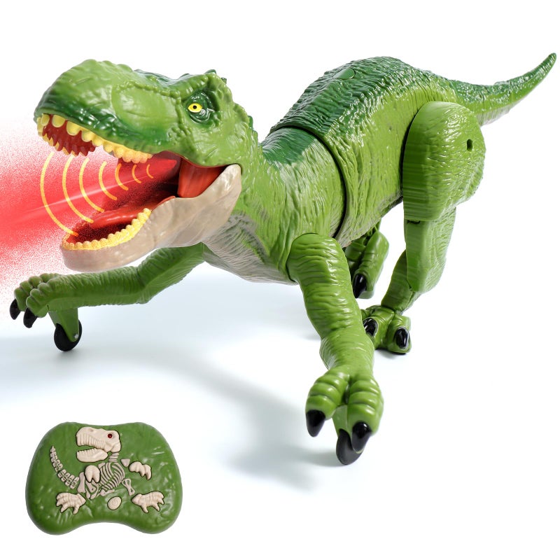 Sunrad Remote Control Dinosaur Toys for Kids 35 47 812 Year Old Electronic RC Robot Dinosaur with Spray  Light  Roar Realistic Walking TRex Toys Birthday Gifts for Boys GirlsGreen - Image 3