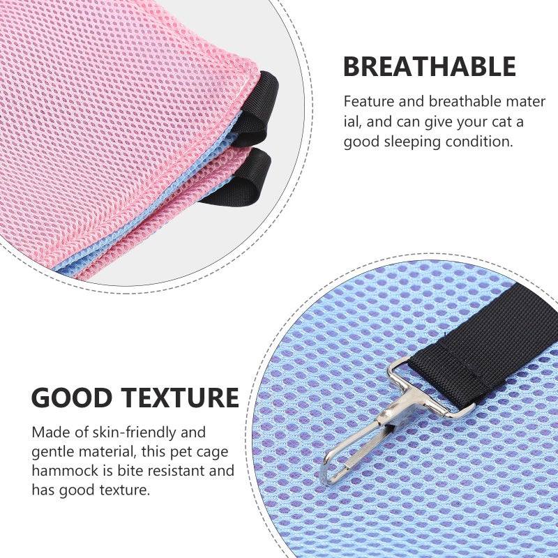 Reversible Cat Hammock For Cage Hanging Double Sided Soft Pet Bed Pink Blue M Size - Image 4