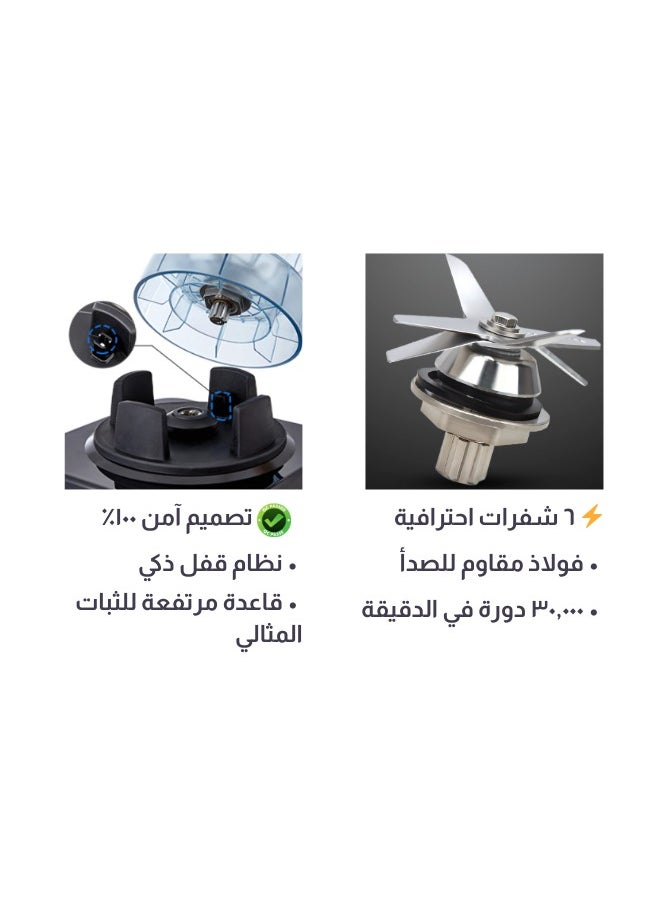 ماركة غير محددة - خلاط كهربائي 2 في 1 مع مطحنة حبوب متعدد الوظائف سعة 2 لتر - Image 1