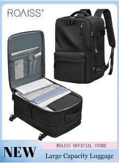 roaiss High Capacity Business Travel Backpack Expandable Luggage Bag for Short Trips Dry and Wet Separation Scientific Storage Business Computer Bag Simple Solid Color Design with Independent Shoe Storage  - Image 1