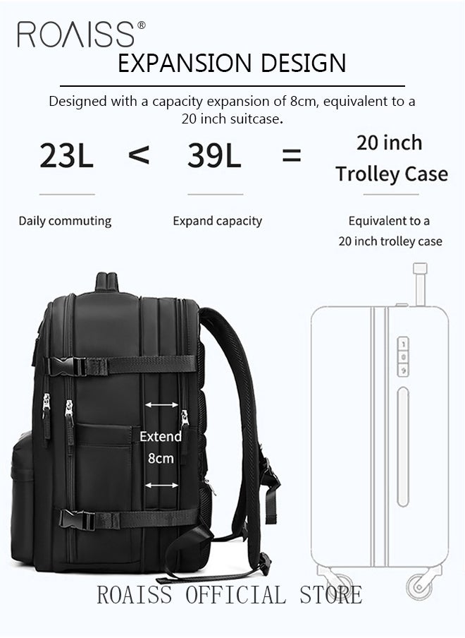 roaiss - High Capacity Business Travel Backpack Expandable Luggage Bag for Short Trips Dry and Wet Separation Scientific Storage Business Computer Bag Simple Solid Color Design with Independent Shoe Storage - Image 1