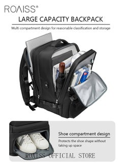 roaiss High Capacity Business Travel Backpack Expandable Luggage Bag for Short Trips Dry and Wet Separation Scientific Storage Business Computer Bag Simple Solid Color Design with Independent Shoe Storage  - Image 3