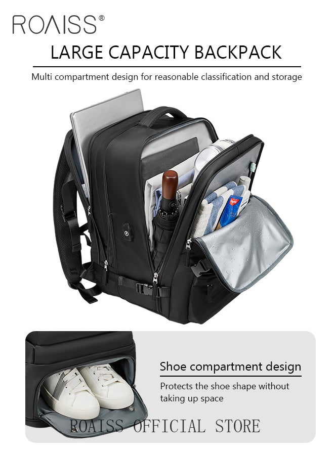 roaiss - High Capacity Business Travel Backpack Expandable Luggage Bag for Short Trips Dry and Wet Separation Scientific Storage Business Computer Bag Simple Solid Color Design with Independent Shoe Storage - Image 1