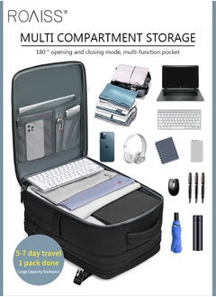 roaiss High Capacity Business Travel Backpack Expandable Luggage Bag for Short Trips Dry and Wet Separation Scientific Storage Business Computer Bag Simple Solid Color Design with Independent Shoe Storage  - Image 5